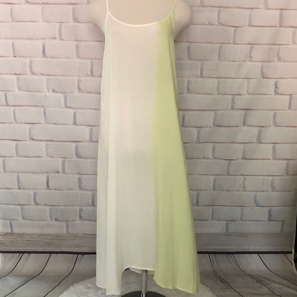 LACAUSA Rayon Racerback Slip Dress. White and Green.  NWT Size Medium - Picture 2 of 11